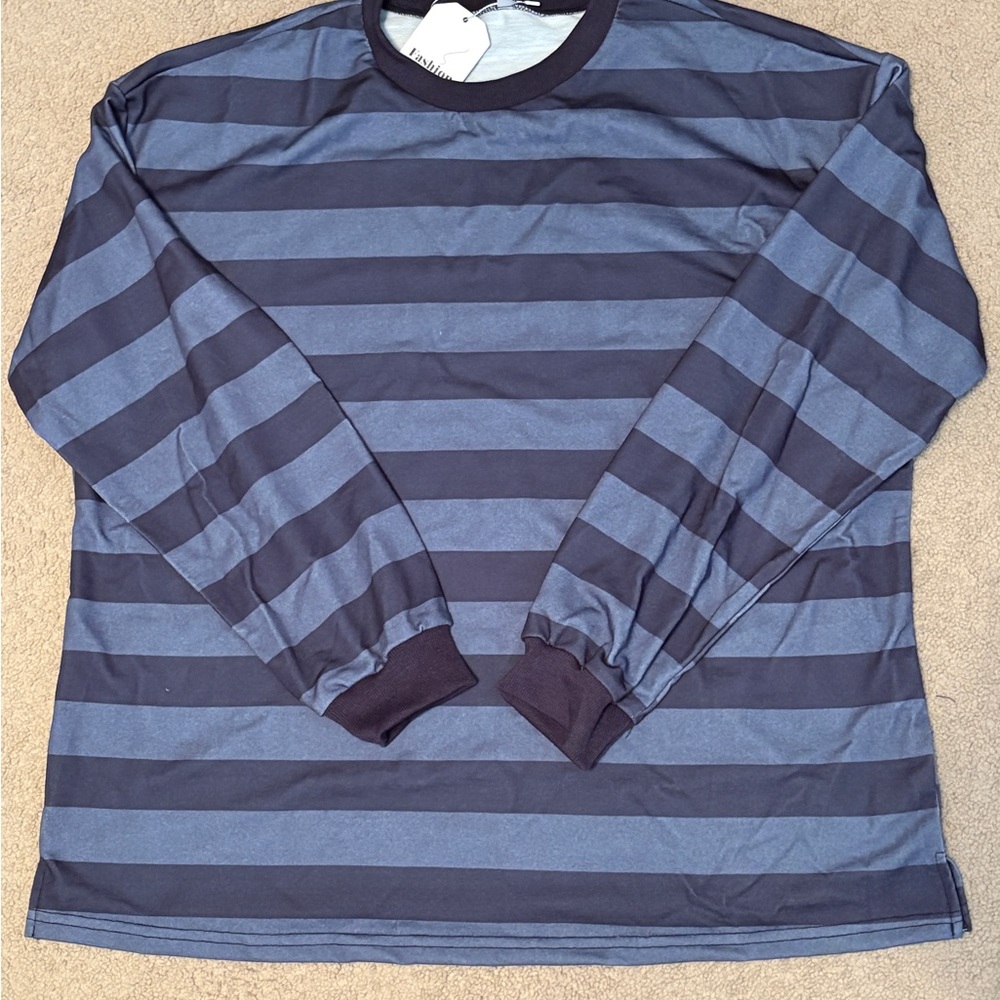 Striped Long Sleeve Shirt - Blue and Navy